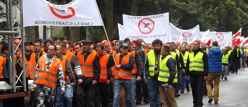 Protest pracowników leśnych na ulicach Szczecina