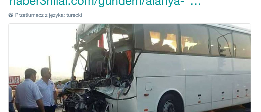Turcja. Wypadek autobusu z polskimi turystami