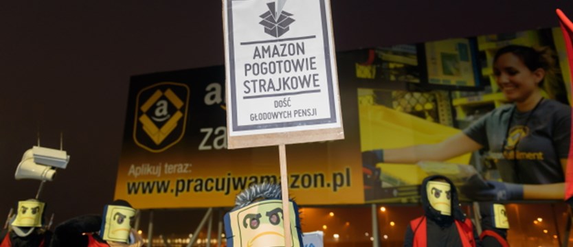 Pracownicy polskiego odziału Amazona portestują przed świętami