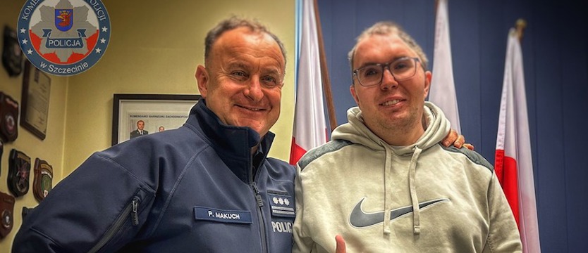 Kuba Znojek odwiedził szczecińskich policjantów. Spektakularne efekty leczenia i rehabilitacji