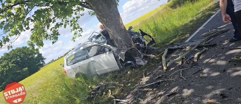 Śmiertelny wypadek w Kicku. Auto wbiło się w drzewo