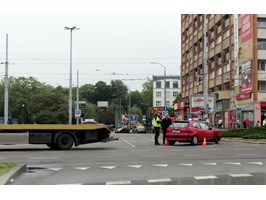 Zderzenie samochodów na placu Rodła w Szczecinie
