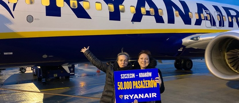 Ryanair przewiózł 50 000 pasażerów pomiędzy Szczecinem a Krakowem