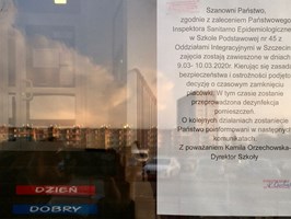 Szkoła i przedszkole w Szczecinie zamknięte z powodu dezynfekcji