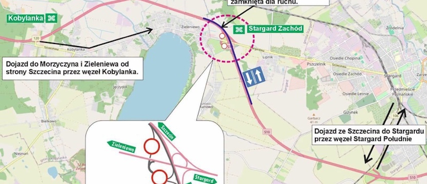 Węzeł Stargard Zachód częściowo zamknięty. Kierowców czekają utrudnienia na S10