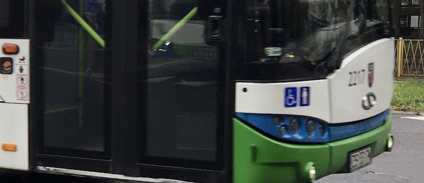 Autobus staranował auto i wypadł z drogi na pętli Turkusowa