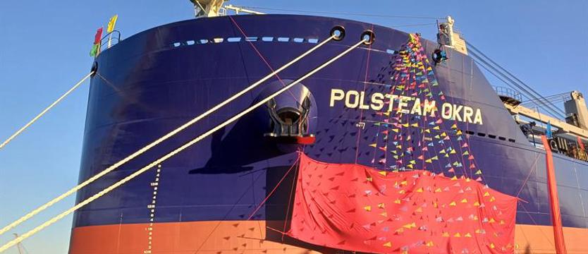 Nowy statek PŻM. Odbiór i chrzest „Polsteam Okra”