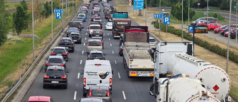 Poranny korek na wjeździe do centrum Szczecina