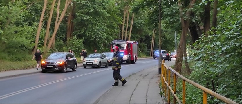 Zderzenie i pożar samochodu na ul. Chopina w Szczecinie