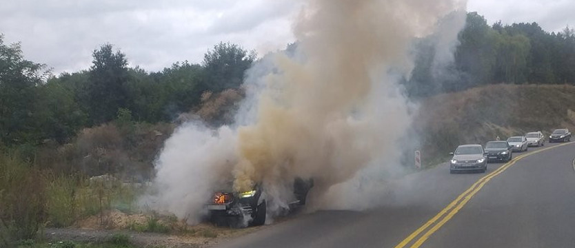 Hybryda w płomieniach przy ul. Radosnej w Szczecinie