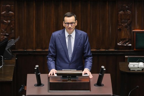 Premier Mateusz Morawiecki wygłasza expose. Fot. PAP/Paweł Supernak