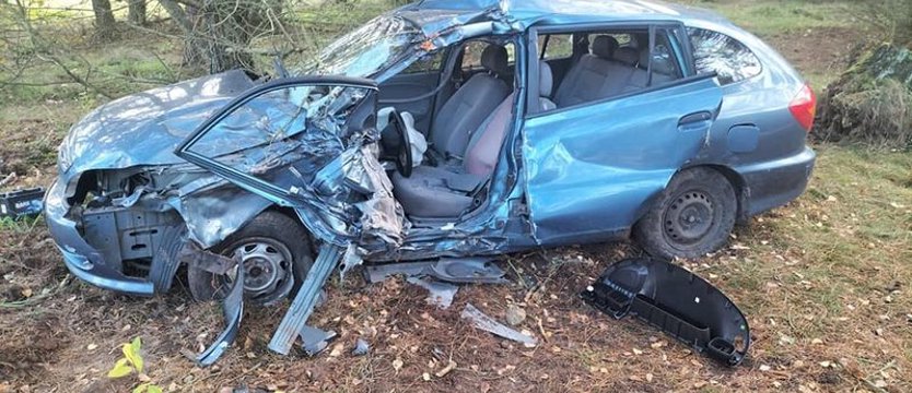 Wypadek w Kobylance. Nastolatek uderzył w drzewo