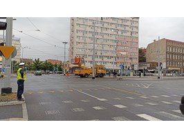 Zablokowany pl. Żołnierza Polskiego w Szczecinie. Korki w całym centrum