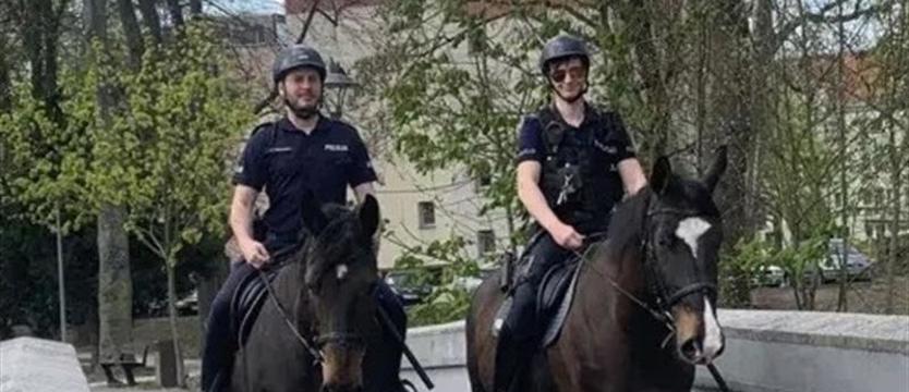 Poszukiwany leżał na ławce. Patrol konny zatrzymał przestępcę