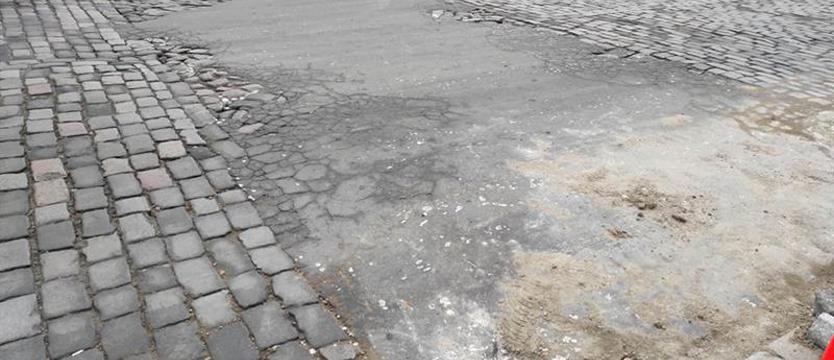 Ulica Grodzka w Szczecinie połatana