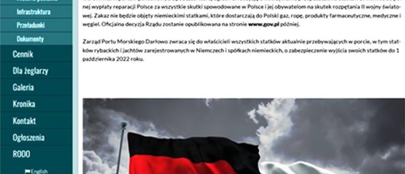 Prowokacja na stronie darłowskiego portu. Zakaz zawijania niemieckich statków