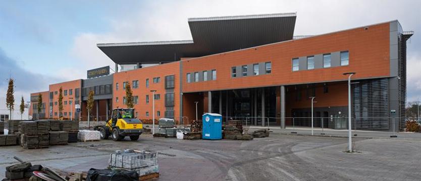 Zielono przed Netto Areną. Pierwsze drzewa już rosną