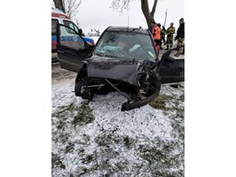 Samochód uderzył w drzewo. Dwie osoby poszkodowane