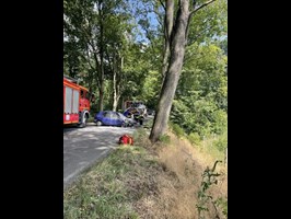 Samochód uderzył w drzewo na DW 151. Dwie osoby poszkodowane