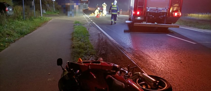 Poważny wypadek w Bielkowie. Motocyklista w stanie ciężkim